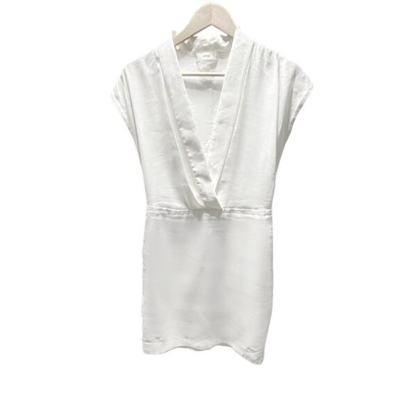 MANGO Palma Shawl Collar Mini Dress White - Picture 8 of 10